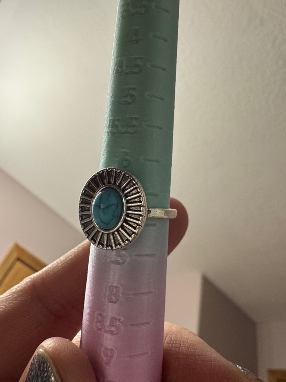 Turquoise Oval Sunburst Ring - Women Jewelry - Picture 4 of 4